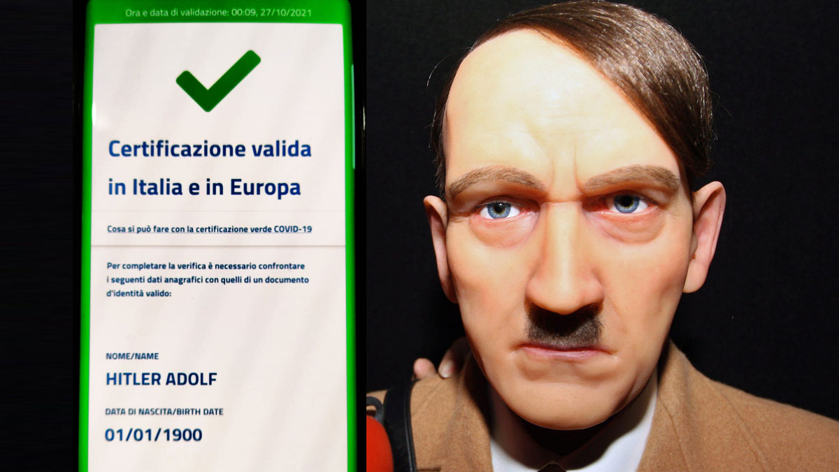 Green pass intestato anche ad Hitler