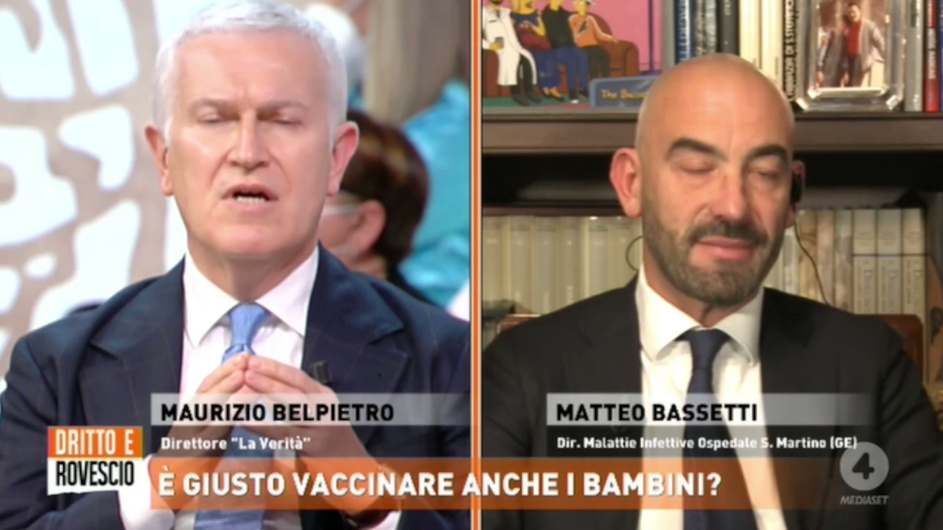 Belpietro smentisce Bassetti a Dritto e rovescio