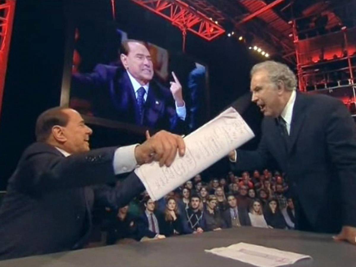 Michele Santoro scatenato contro Berlusconi e tifa Draghi