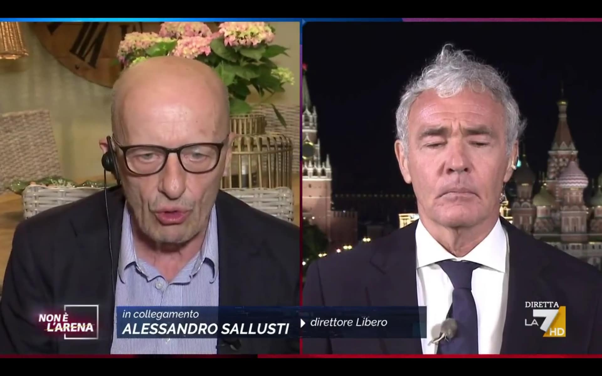 Non è l’Arena da Mosca, Sallusti sbotta e abbandona lo studio