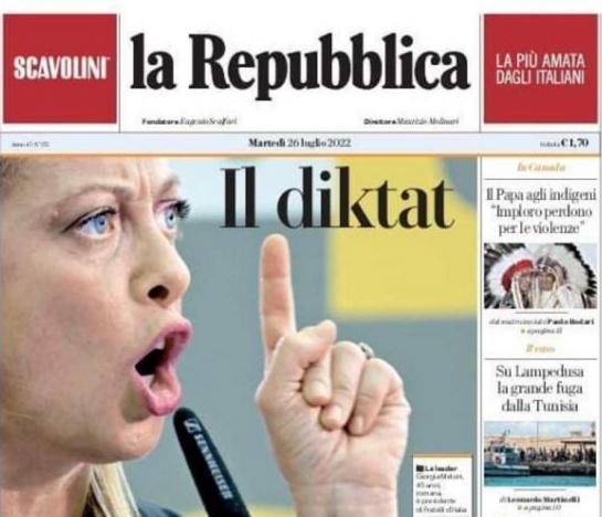 Oliviero Toscani ironizza sulla foto della Meloni pubblicata da Repubblica