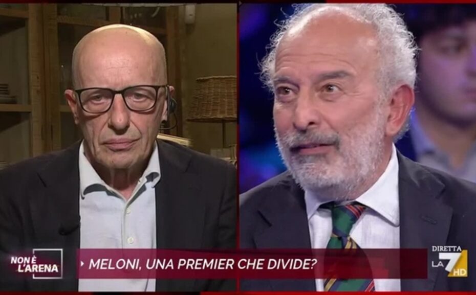 Lo scontro in diretta tv a Non è l'Arena sulla Meloni
