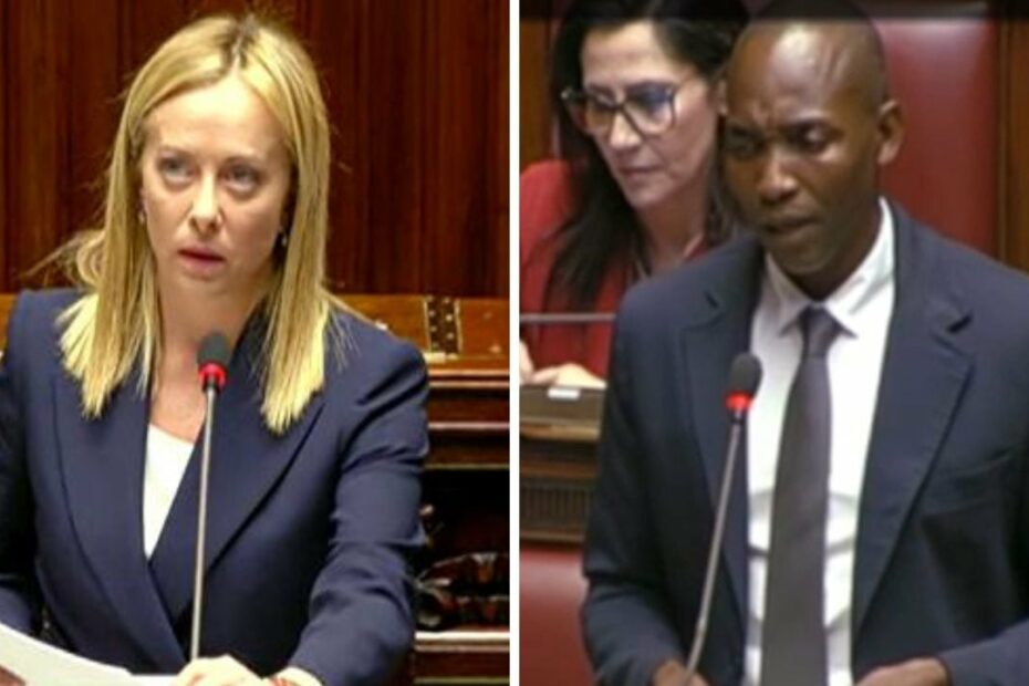 Giorgia Meloni dà del ‘tu’ al deputato Pd Soumahoro che si infuria