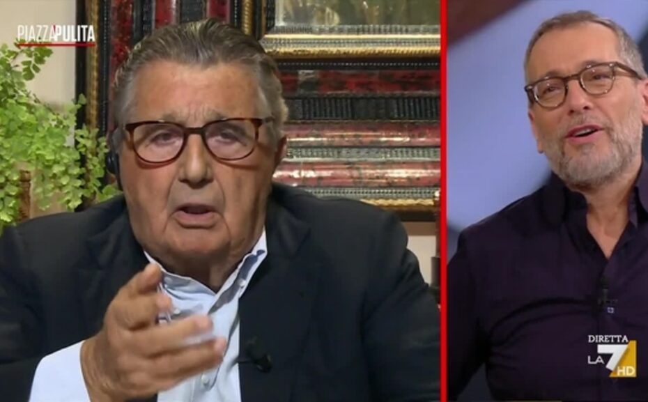 Carlo De Benedetti insieme a Formigli deride Giorgia Meloni