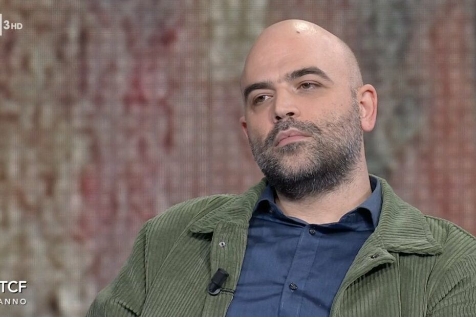 Saviano ospite di Fazio sbotta contro la Meloni