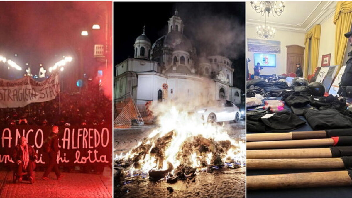 Guerriglia anarchici Torino poliziotti feriti