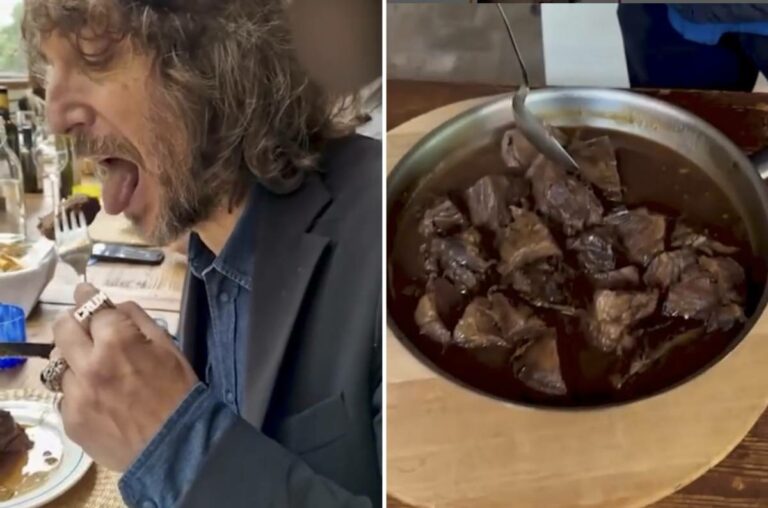 Giuseppe Cruciani mangia carne di orso Business.it Giuseppe Cruciani mangia carne di orso Business.it