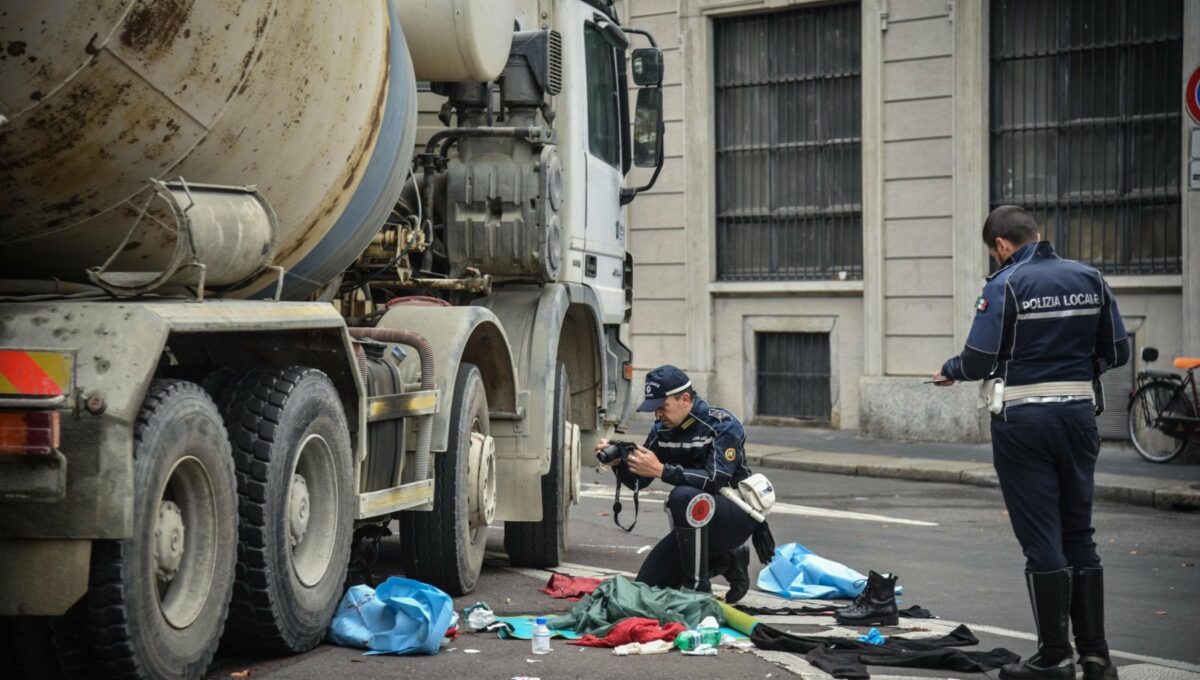ciclista morta investita betoniera