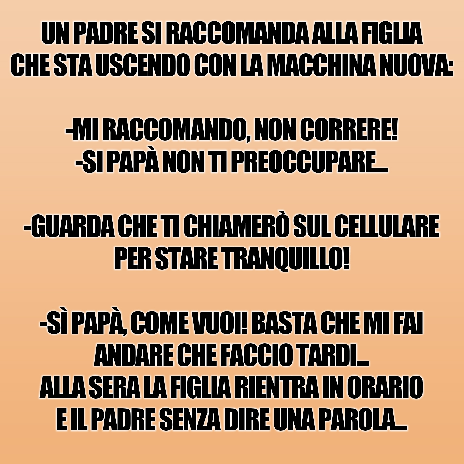 Un padre si alla figlia che sta uscendo con la macchina