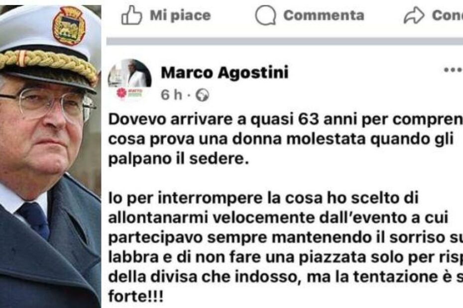 festa Armani comandante palpeggiato