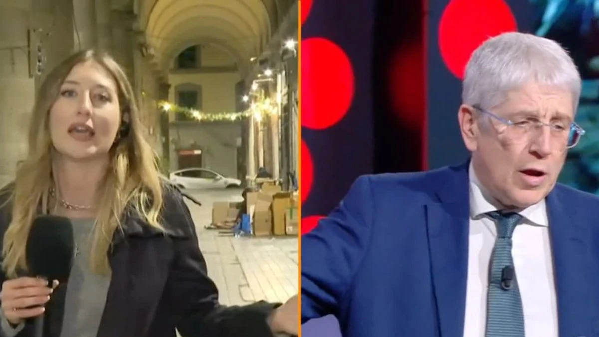 Costanza Tosi durante il servizio di Fuori dal Coro