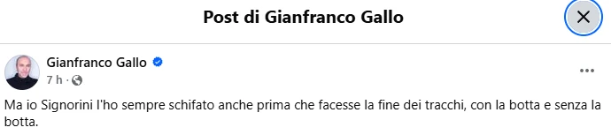 Gianfranco Gallo esprime il suo dissenso sui social