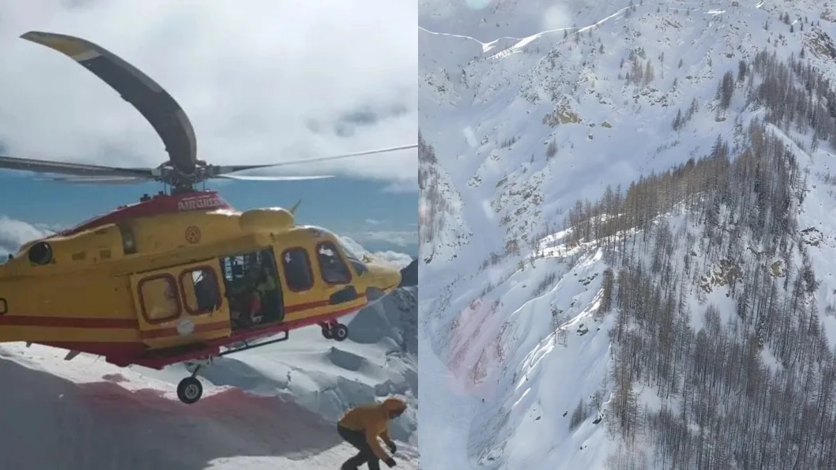 Valanga nel canale del Vesses, Val Veny, Courmayeur