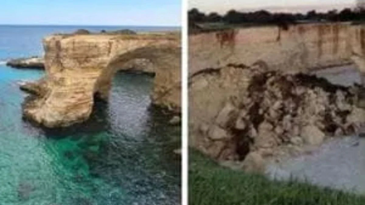 Vista panoramica del tratto di costa di Melendugno con i faraglioni