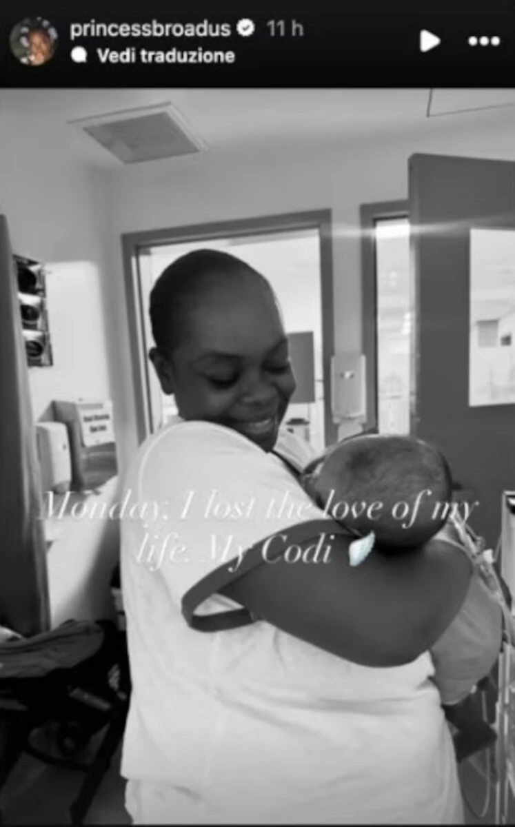 Cori Broadus con la figlia in ospedale