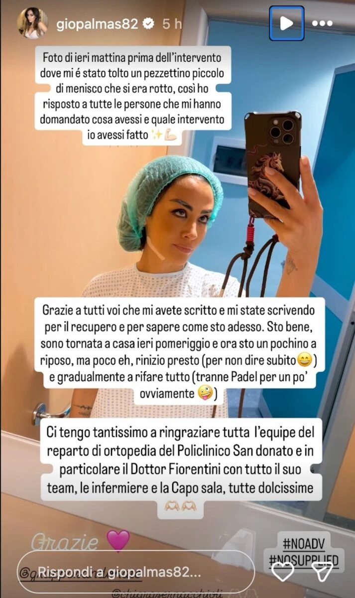 Giorgia Palmas durante la riabilitazione