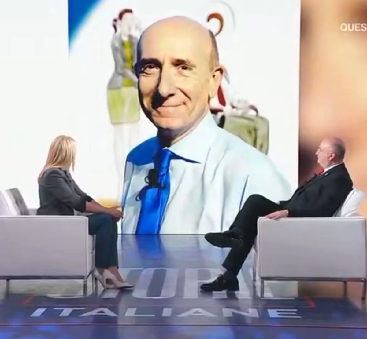 Eleonora Daniele durante il momento di commozione in studio