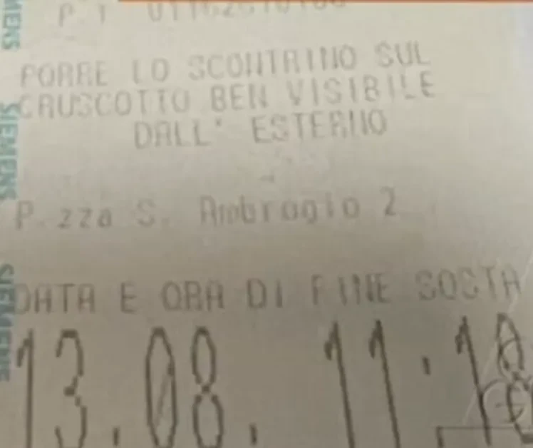 Scontrino parcheggio Vigevano