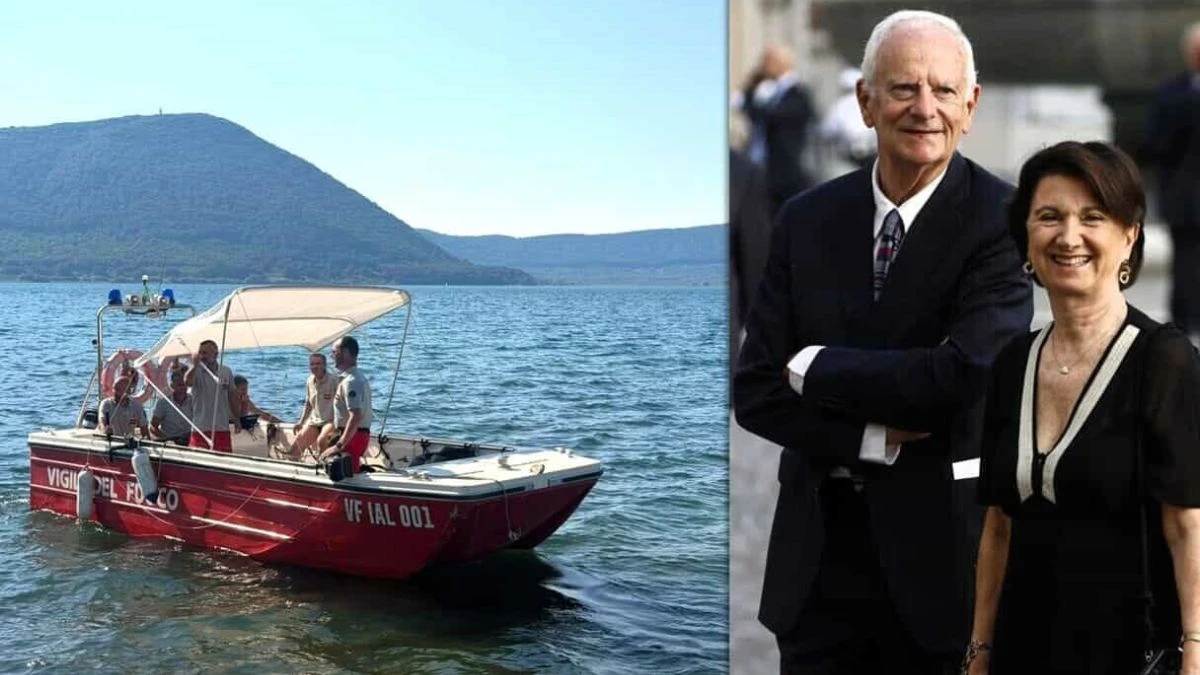 Sommozzatori impegnati nelle ricerche subacquee nel lago di Vico