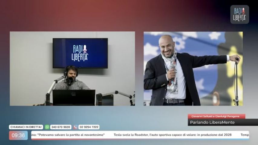 Giovanni Sallusti in studio e Gianluigi Paragone nell’intervista di Radio Libertà